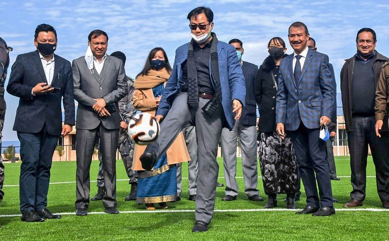 MONDAY, JAN. 04, 2021** New Delhi: Union Sports Minister Kiren Rijiju at SAI Training Centre in Shillong. (PTI Photo)